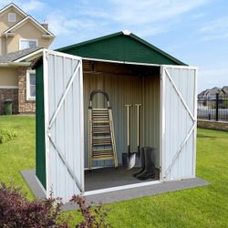 6 Ft. X 4 Ft. Green Outdoor Metal Garden Shed / Tool Storage [NEW IN BOX] **Retails for $408 ^Assembly Required^ 