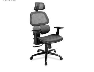 COMHOMA CH599-BLACK Desk Chair, Office Chair, Mesh Chair, Anti-Fatigue, Computer Chair, Headrest, Office Chair, Breathable, Lifting Function, Locking 