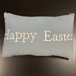 Happy Easter - Blue & White Decorative Pillow