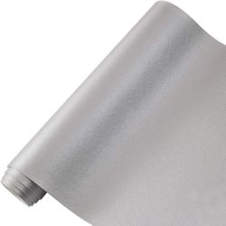 Silver Smooth Faux Leather Fabric Roll 7.8"X53", NIB