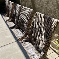 Set of 7 Natural Wicker Chairs with Cushions 