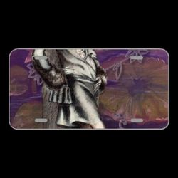 License Plate Novelty Car Front Flapper Purple Vintage Retro Female