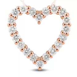 Helzberg Diamond Open Heart Pendant in 10K Rose Gold (1/2 ct. tw.)