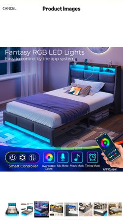 Twin bed upholstery w/ lights and drawers