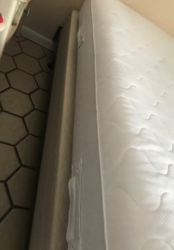 Queen size IKEA Sultan mattress, boxspring and metal frame for