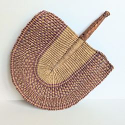 African Fan Hand Woven Straw Ghana Cooling Decoration 12"x15"