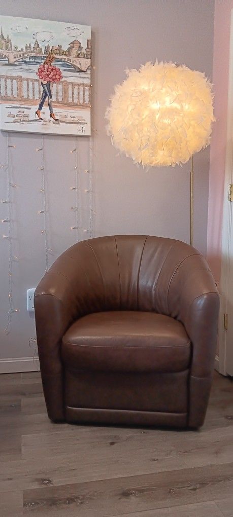 Brown Faux Leather Swivel Chair