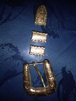 Sterling silver ladies belt buckle set vintage