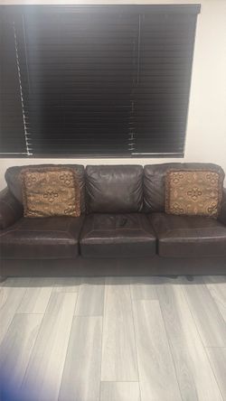 Brown Leather 3-Seat Sofa + love seat