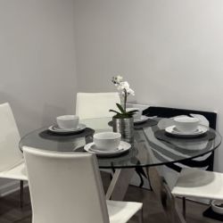 Large Glass Dining Table With 4 Chairs