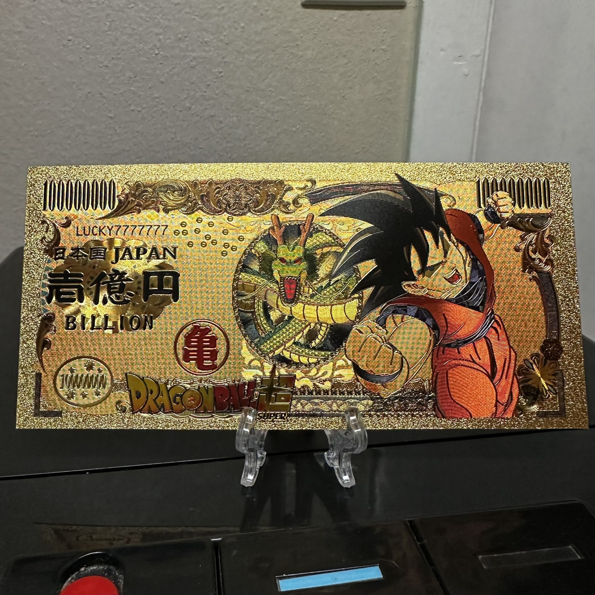 24k Gold Foil Plated Goku Dragon Ball Z Banknote