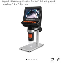 LCD Digital Microscope with Polarizer, HD Output 12MP Digital 1200x Magnification for SMD Soldering Work Jewelers Coins Collection