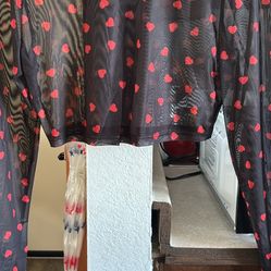 Black Sheer Top With Red Hearts 