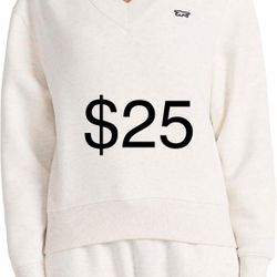 Reebok womens Collegiate V-neck Sweatshirt, Standard Fit, Midweight Cotton-poly Fabric