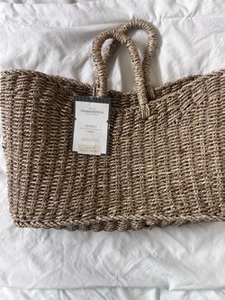 Threshold Natural Woven Straw Basket / Tote — New with Tags