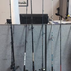 Lot of 7 fishing rods for parts or Repair