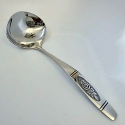 1pc Oneida Rose Pendant Gravy Ladle 7 1/2” Stainless Distinction Deluxe Glossy
