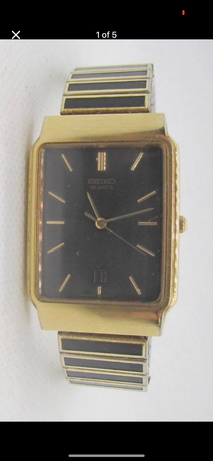 🌑🌕Super Royal Luxury Rectangular Tank Seiko Men Watch Date Window+Black Face🌕🌑