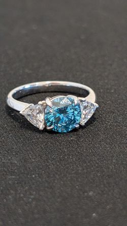 2 Carat Blue Lab Grown Diamond Engagement Ring