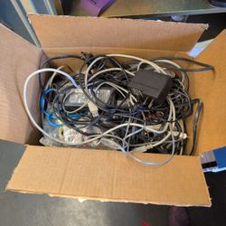 Box Of Computer Cords And Power Cords