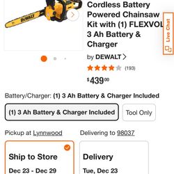 DeWalt 60V MAX DCCS670X1 16 in. 60 V Battery 