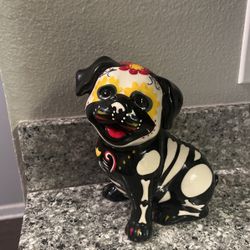 Skeleton Pug Statue 