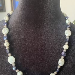 One Of A Kind Kiwi Translucent Stones Combined With Gold Stone And Silver Beads 