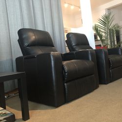 2 Black Theater Recliners 