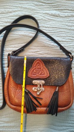 Celtic Triquetra Leather Crossbody Bag