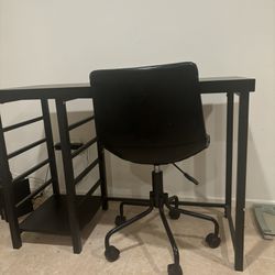 Black Desk and Rolling Chair  