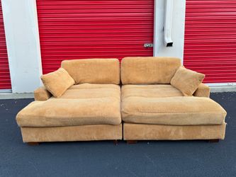 Orange Corduroy Double Chaise Sofa *FREE DELIVERY 🚚