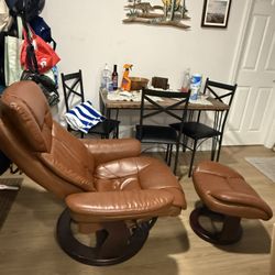 Flash Furniture Brown Vintage Faux leather Upholstered Swivel Recliner with Ottoman Set