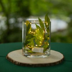 Small Wedding Centerpiece - Fairy Lights And Wood