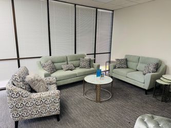Light Green Fabric Sofa and Loveseat Set
