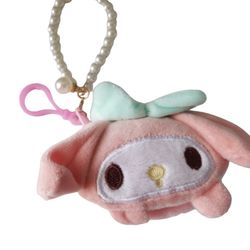 Sanrio My Melody Plush Coin Purse Keychain Faux Peral handel New