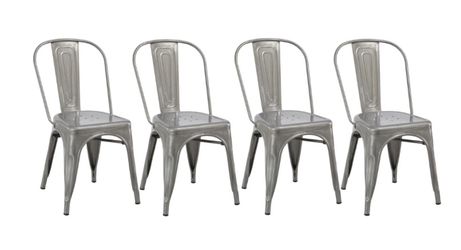 Vintage stackable metal chairs pack of four