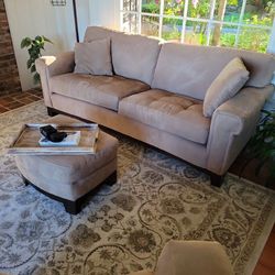 Tan Microfiber Sofa/couch, Chair And Ottoman