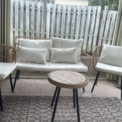 4 Piece Patio Rattan Wicker Furniture Set (outdoor)