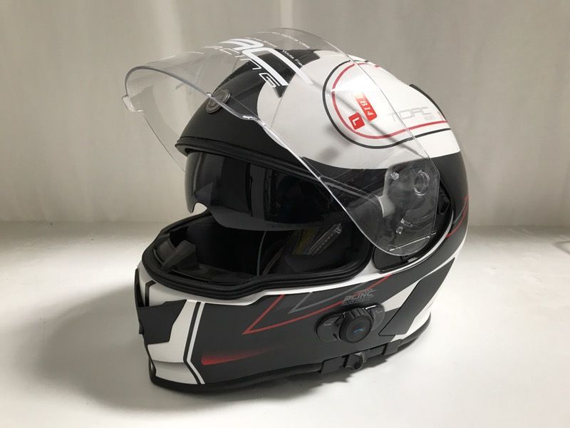 *SALE*Torc MAKO T14 Bluetooth Dual Visors Flat White Helmet w/ Black Red Graphics