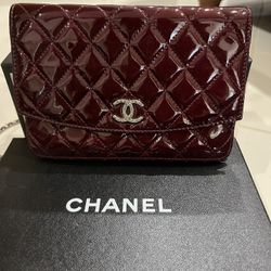 Authentic Chanel Burgundy Wallet On Chain 