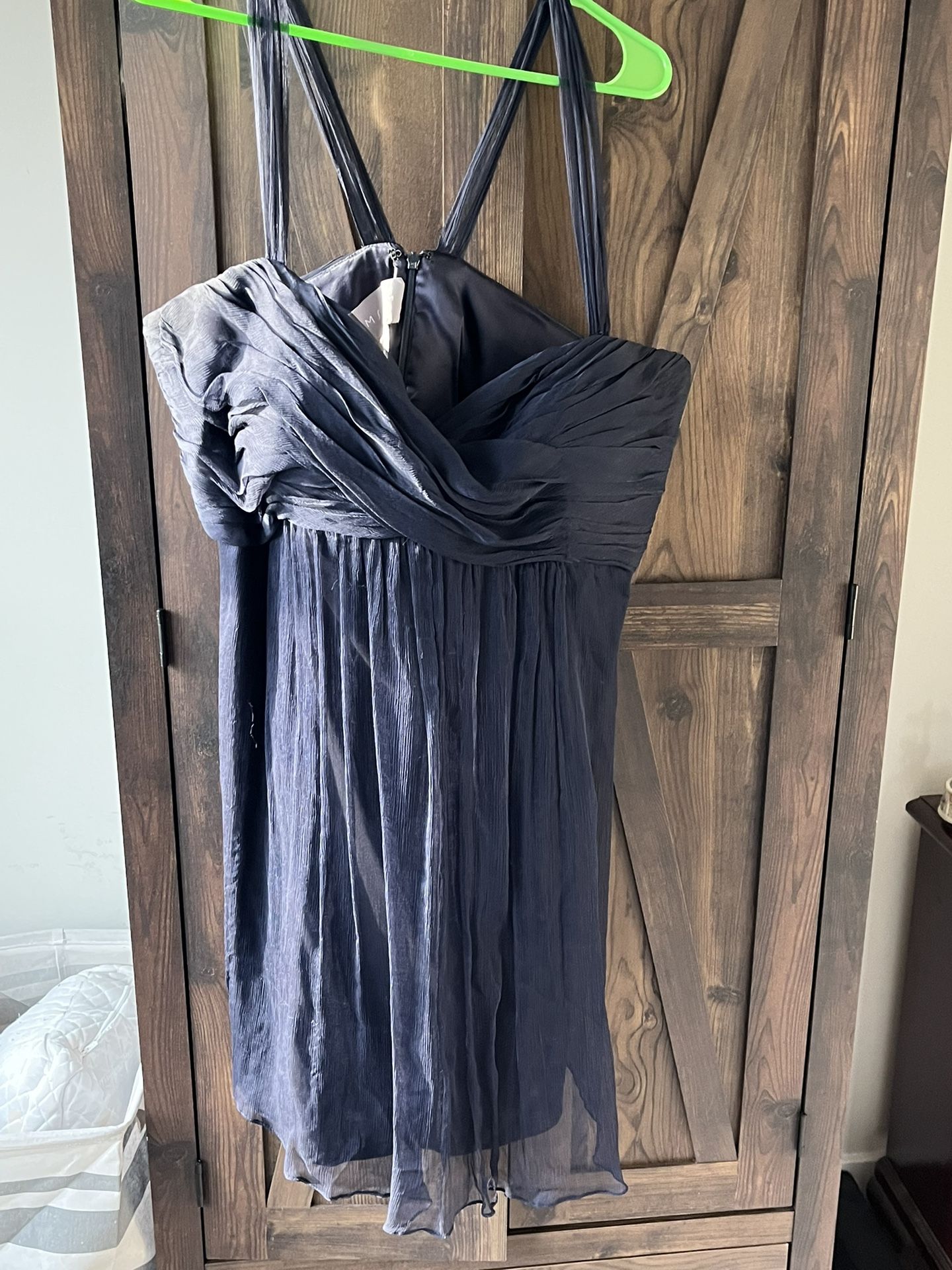 Short Navy Chiffon Bridesmaid Gown