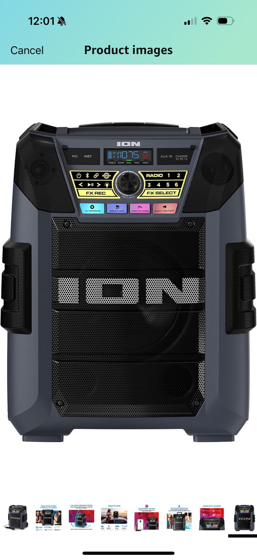 Brand new ION Block Rocker XL - Portable Bluetooth Outdoor Party Speaker, 220W