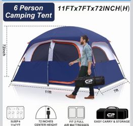 CP Upgraded 6/8 Person Camping Tents, Waterproof Family Tent