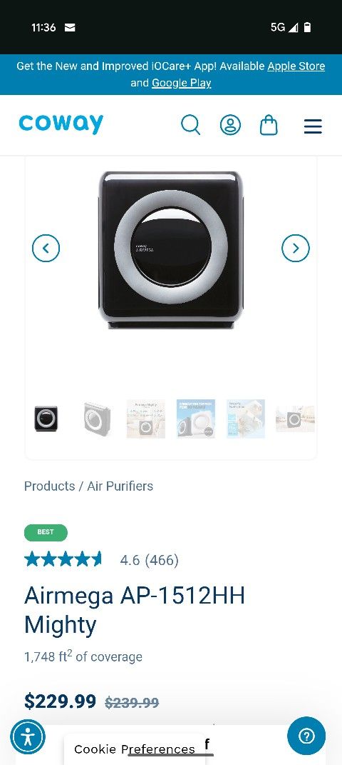 Coway Air Purifier Black - Works Great