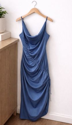 Abercrombie Ruched Satin Slip Dress – NWT – Blue – Retail $130