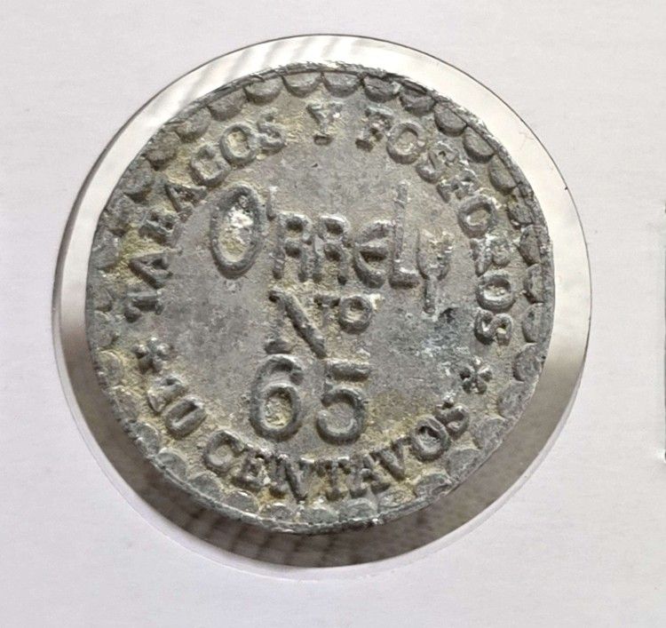 Token Tabacos Y Fosforos-ORRELY-65-cuba-10 Centavos