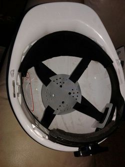 Line adjustable work helmet