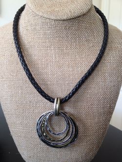 Silver and genuine leather necklace