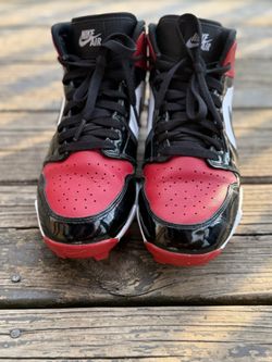 Jordan 1 Mid Cleats 6Y Black Red And White