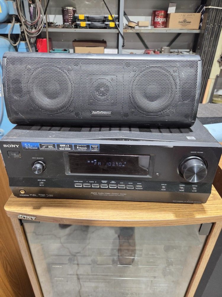 Sony STR-DH510 5.1 Receiver + AudioSource Center Speaker Home Theater System
